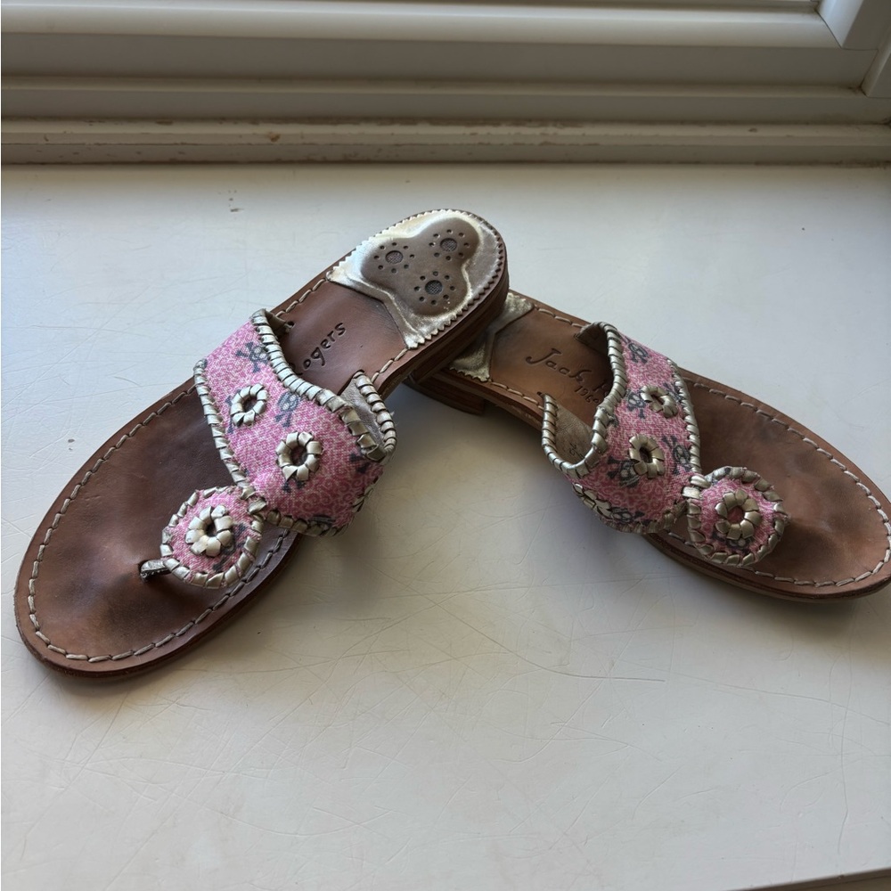 Jack Rogers pink/ blue skull and crossbones Sandals